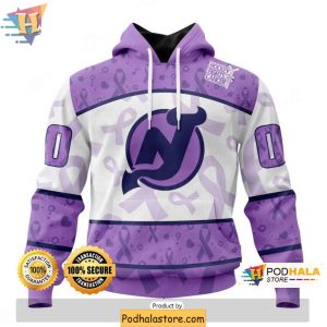 New Jersey Devils 3D Hoodie Lavender Cancer Awareness Personalized Apparel 1