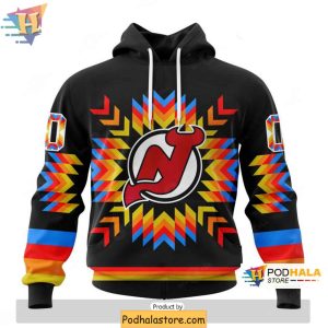 New Jersey Devils 3D Hoodie With Personalized Name and Native Pattern 1
