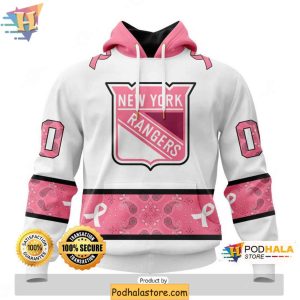 New York Rangers 3D Hoodie Breast Cancer Awareness Personalized Sweatshirt 1