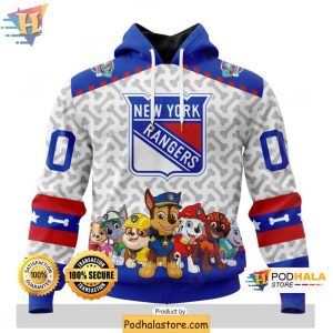 New York Rangers 3D Hoodie Custom Name NHL Paw Patrol Design Sweatshirt 1
