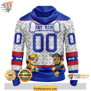 New York Rangers 3D Hoodie Custom Name NHL Paw Patrol Design Sweatshirt 2