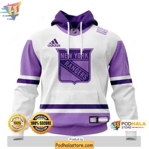 New York Rangers 3D Hoodie, Hockey Fights Cancer Customizable Sweatshirt