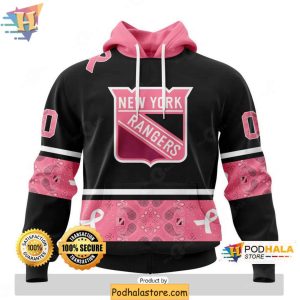New York Rangers 3D Hoodie Personalized Paisley Breast Cancer Awareness Design 1