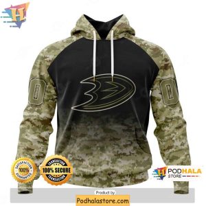 Personalized Anaheim Ducks Camo Design 3D Hoodie Veterans Day Gift 1