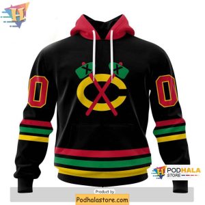 Personalized Chicago Blackhawks 3D Hoodie Blackout Design NHL Merch for True Fans 1
