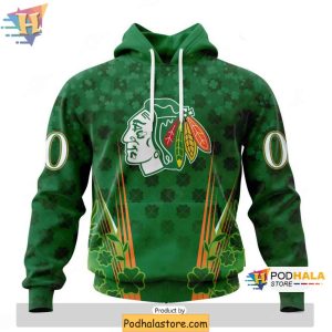 Personalized Chicago Blackhawks 3D Hoodie St Patricks Day NHL Fan Clothing 1