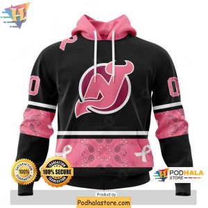 Personalized New Jersey Devils 3D Hoodie for Breast Cancer Awareness 1
