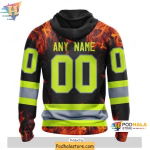 Personalized New Jersey Devils Hoodie with Firefighter Tribute Design 2