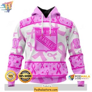 Personalized New York Rangers 3D Hoodie Breast Cancer Awareness Gear 1
