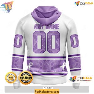 Personalized Vegas Golden Knights 3D Hoodie Lavender Cancer Awareness 2