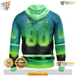 Personalized Vegas Golden Knights 3D Hoodie With Northern Lights Design 2