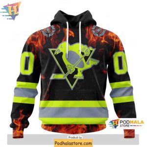 Pittsburgh Penguins 3D Hoodie Honoring Firefighters Custom NHL Apparel 1