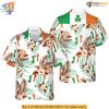 Saint Patricks Day Hawaiian Shirt with Green Shamrock and Irish Flag