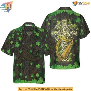 Shamrock Hawaiian Shirt Celtic Cross Irish Pride Festival Aloha Shirt