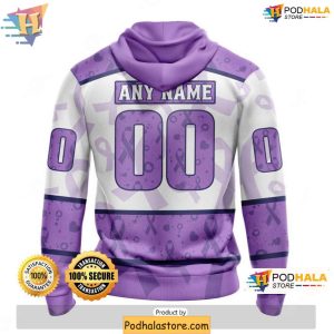 Vegas Golden Knights 3D Hoodie Cancer Awareness Lavender Ribbon Design 2