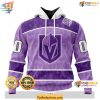 Vegas Golden Knights 3D Hoodie Lavender Cancer Awareness NHL Fan Apparel