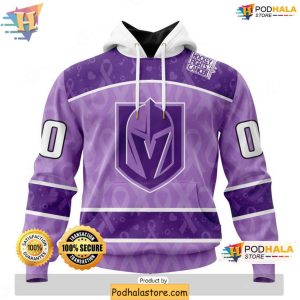 Vegas Golden Knights 3D Hoodie Lavender Cancer Awareness NHL Fan Apparel 1