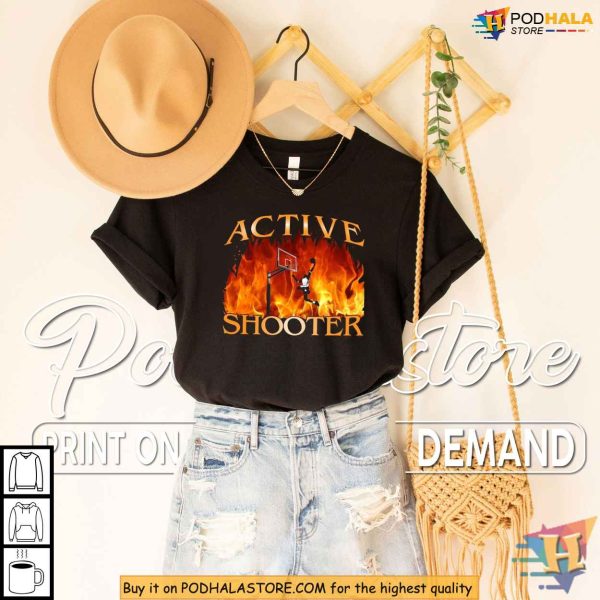 Active Shooter Shirt, Basketball Meme Apparel Funny Sports Graphic Tee