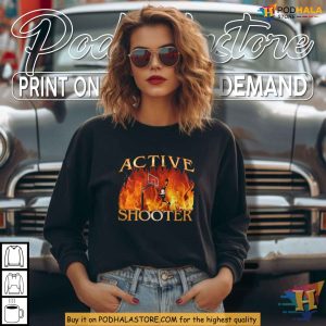 Active Shooter Shirt Basketball Meme Apparel Funny Sports Graphic Tee 2