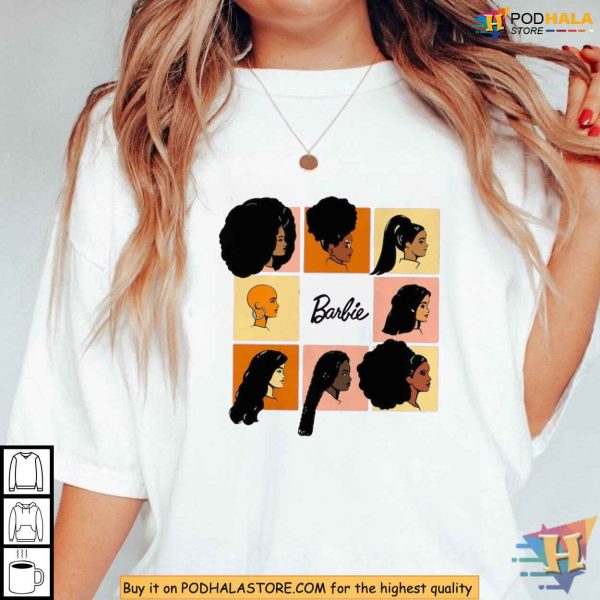 Black Barbie T Shirt, Barbie-Inspired Diversity Tee, Afro Barbie Fashion