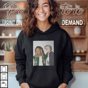 Lil Wayne and Zoro Shirt Hip Hop Anime Fan Art Streetwear Apparel 2