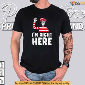Funny Book Character Red and White Shirt, I'm Right Here Graphic Shirt