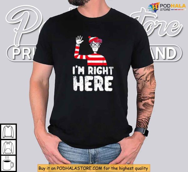 Funny Book Character Red and White Shirt, I’m Right Here Graphic Shirt
