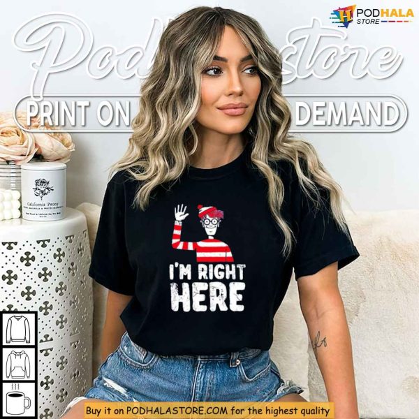 Funny Book Character Red and White Shirt, I’m Right Here Graphic Shirt