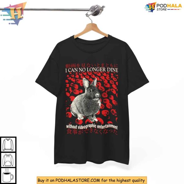 I Can No Longer Dine Rabbit Aesthetic Shirt, Vaporwave Japanese Style