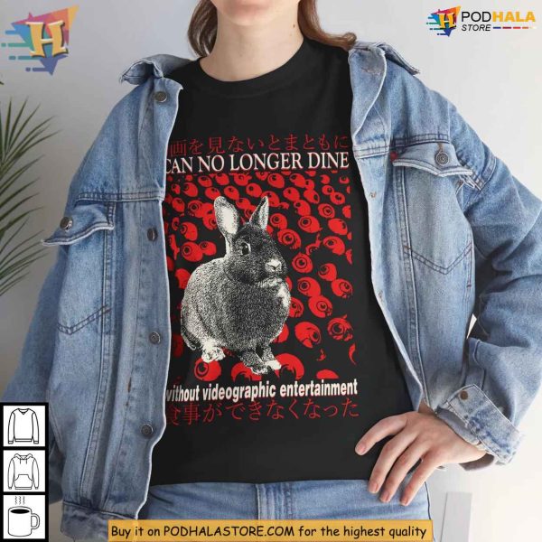 I Can No Longer Dine Rabbit Aesthetic Shirt, Vaporwave Japanese Style