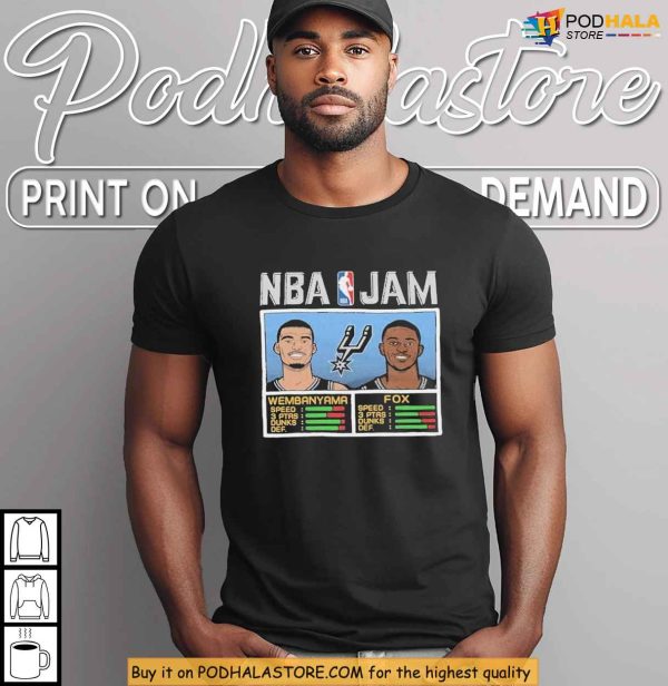 Victor Wembanyama Spurs NBA Jam Mashup Shirt with Deaaron Fox Art
