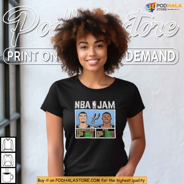 Victor Wembanyama Spurs NBA Jam Mashup Shirt with Deaaron Fox Art