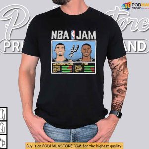 Victor Wembanyama Spurs NBA Jam Mashup Shirt with Deaaron Fox Art 3