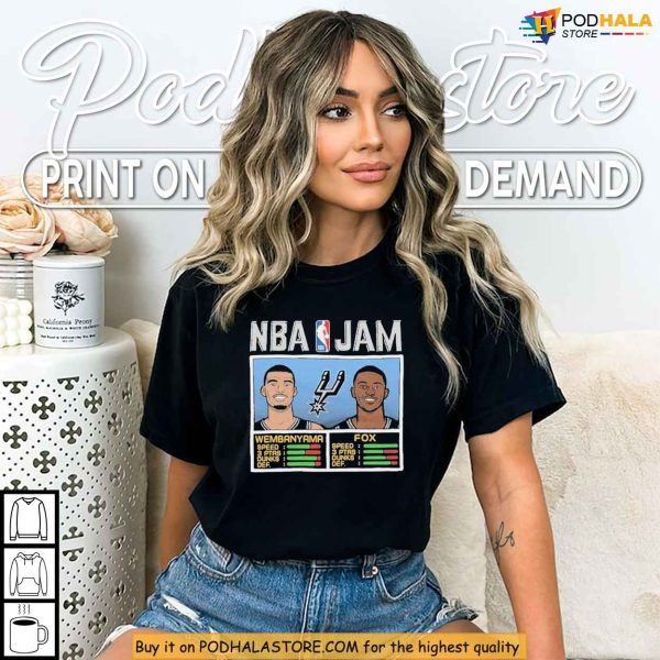 Victor Wembanyama Spurs NBA Jam Mashup Shirt with Deaaron Fox Art