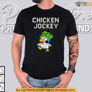 Chicken Jockey Minecraft Zombie On Chicken Pixel Gamer Meme Shirt 4