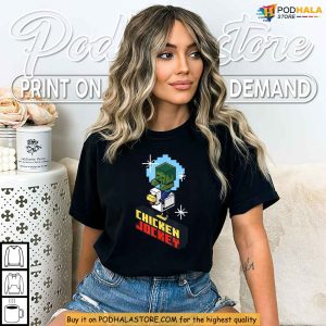 Chicken Jockey Pixel Graphic Minecraft Meme Gamer Shirt For Game Fans