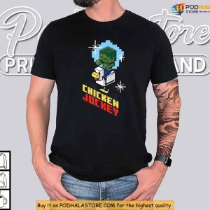 Chicken Jockey Pixel Graphic Minecraft Meme Gamer Shirt For Game Fans 3