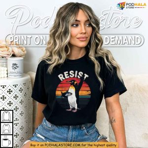 Funny Penguin Resist Tariff Protest Shirt Political Satire Animal Tee 3
