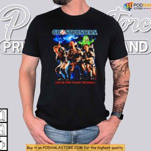Ghostbusters Save The World Shirt, Funny Slimer and Team Throwback Tee