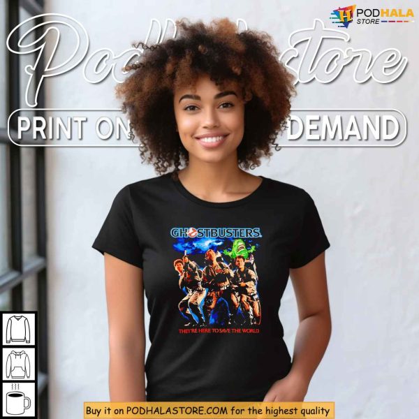 Ghostbusters Save The World Shirt, Funny Slimer and Team Throwback Tee