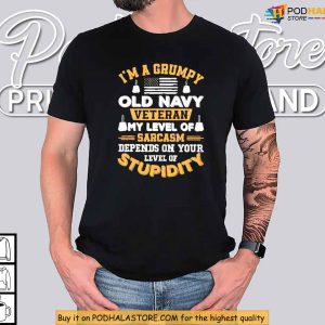 Old Navy Veteran Sarcasm Level Shirt, Military Humor for Patriotic Pride