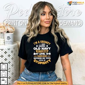 Old Navy Veteran Sarcasm Level Shirt Military Humor for Patriotic Pride 4