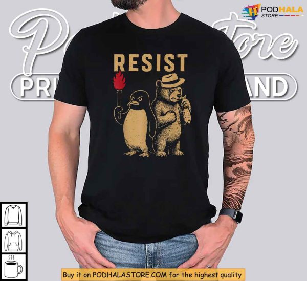 Penguin Resist Protest Bear Penguin Against Trump Tariff Shirt