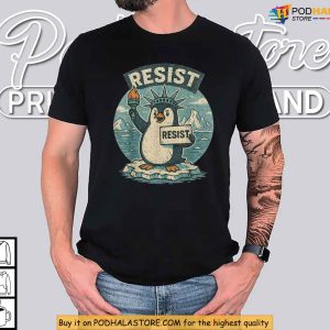 Penguin Resist Protest Trump Tariffs Liberty Parody Climate Activism Shirt 2