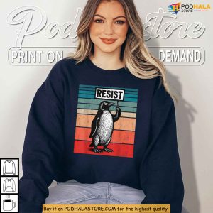 Penguin Resist Shirt Funny Protest Animal Graphic with Retro Vintage Style 2