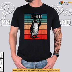 Penguin Resist Shirt Funny Protest Animal Graphic with Retro Vintage Style 3