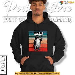 Penguin Resist Shirt Funny Protest Animal Graphic with Retro Vintage Style 4