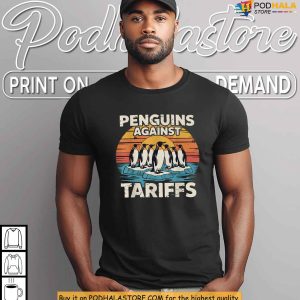 Penguins Against Tariffs Funny Protest Shirt for Anti Trump Humor Fans 4