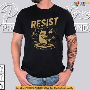 Penguins Resist Holding Fish Shirt Anti Tariff Satire Political Design 2