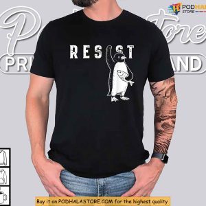 Resist Penguin Protest Graphic Shirt Funny Political Activism Statement 3